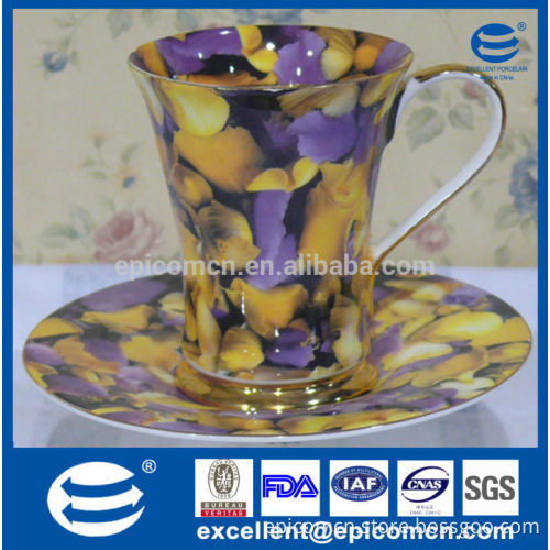 stock promotion sale elegant European fine bone china tea set cups with saucers